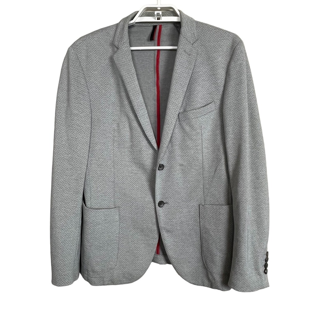 Strellson Blazer Sz EU 48  US 38 Unlined Mayden Light Gray‎ Stretch Two Button